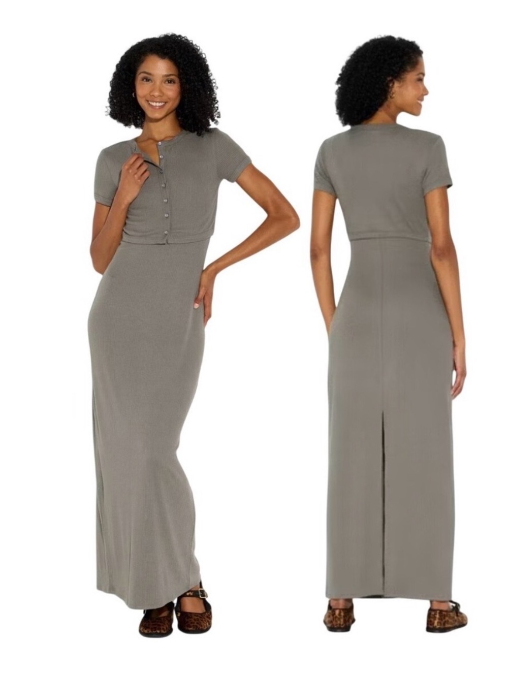 wild fable grey dress with short sleeve cover top size xsmall